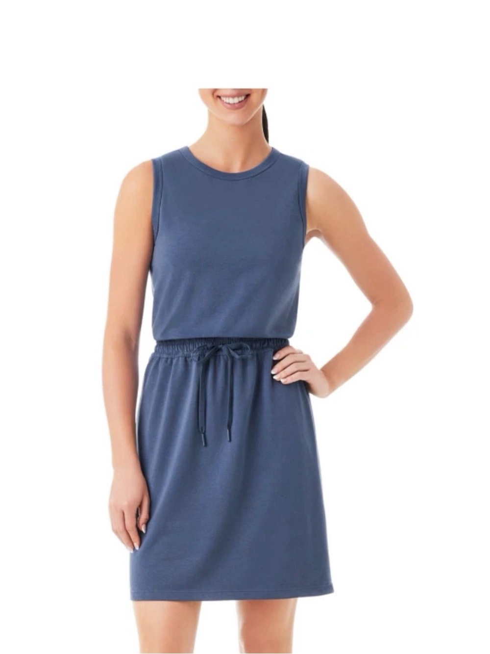 Member's Mark Women's Elastic Drawstring Sleeveless Tank Dress - Washed Indigo